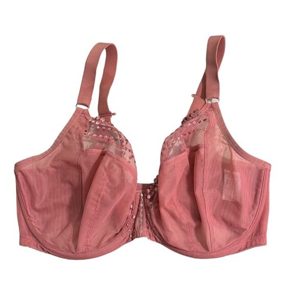 Elomi Matilda Plunge bra 34J pink sheer unpaded side support back clasp - Picture 1 of 11
